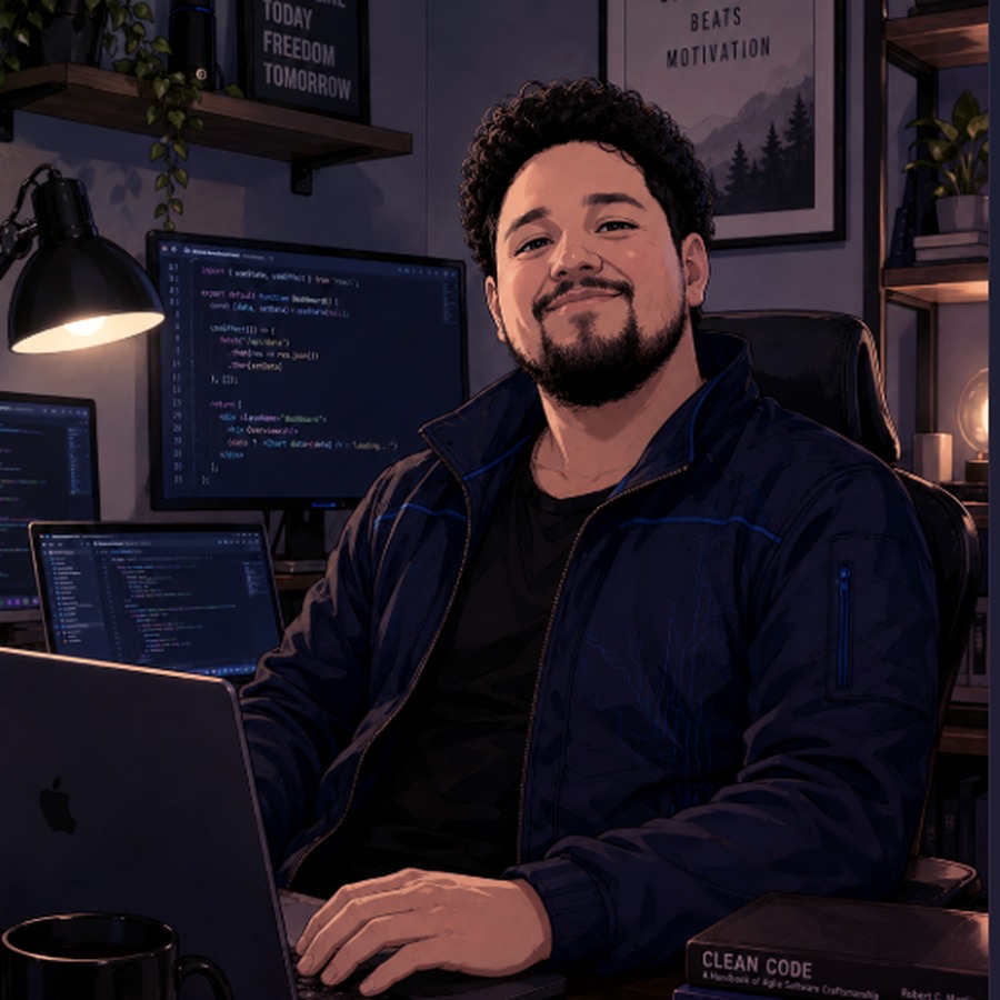 Carlos, founder of CP Repairs, working at his desk